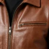 Zanvek Brown Leather Bomber Jacket