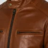 Cognac Racer With Stripes Brown Leather Jacket