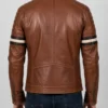 Cognac Racer With Stripes Brown Leather Jacket
