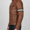 Cognac Racer With Stripes Brown Leather Jacket