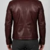 Fashion Waxed Quilted Burgundy Biker Leather Jacket