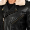 Furton Black Leather Biker Jacket