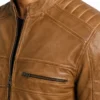 Men’s Camel Biker Style Leather Jacket
