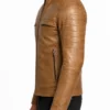 Men’s Camel Biker Style Leather Jacket