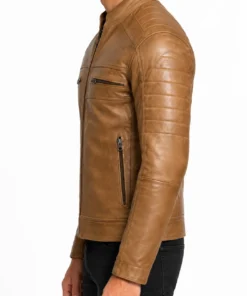 Men’s Camel Biker Style Leather Jacket