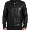 Men’s Triple Pocket Leather Bomber Jacket