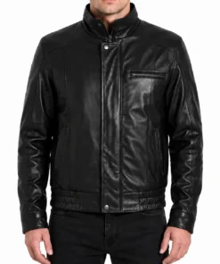 Men’s Triple Pocket Leather Bomber Jacket