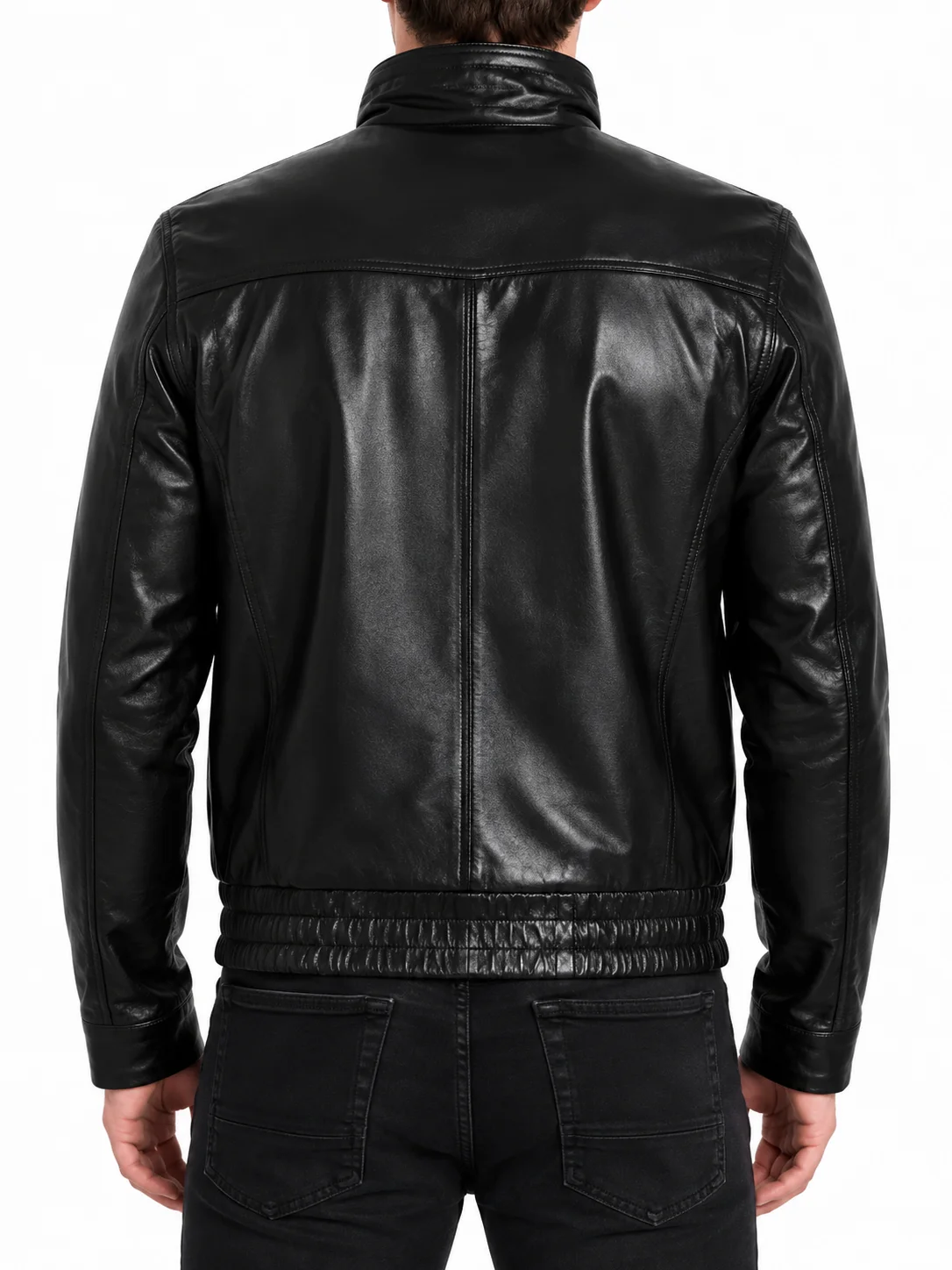 Men’s Triple Pocket Leather Bomber Jacket