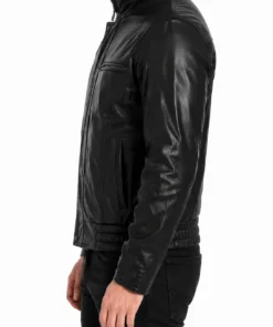 Men’s Triple Pocket Leather Bomber Jacket