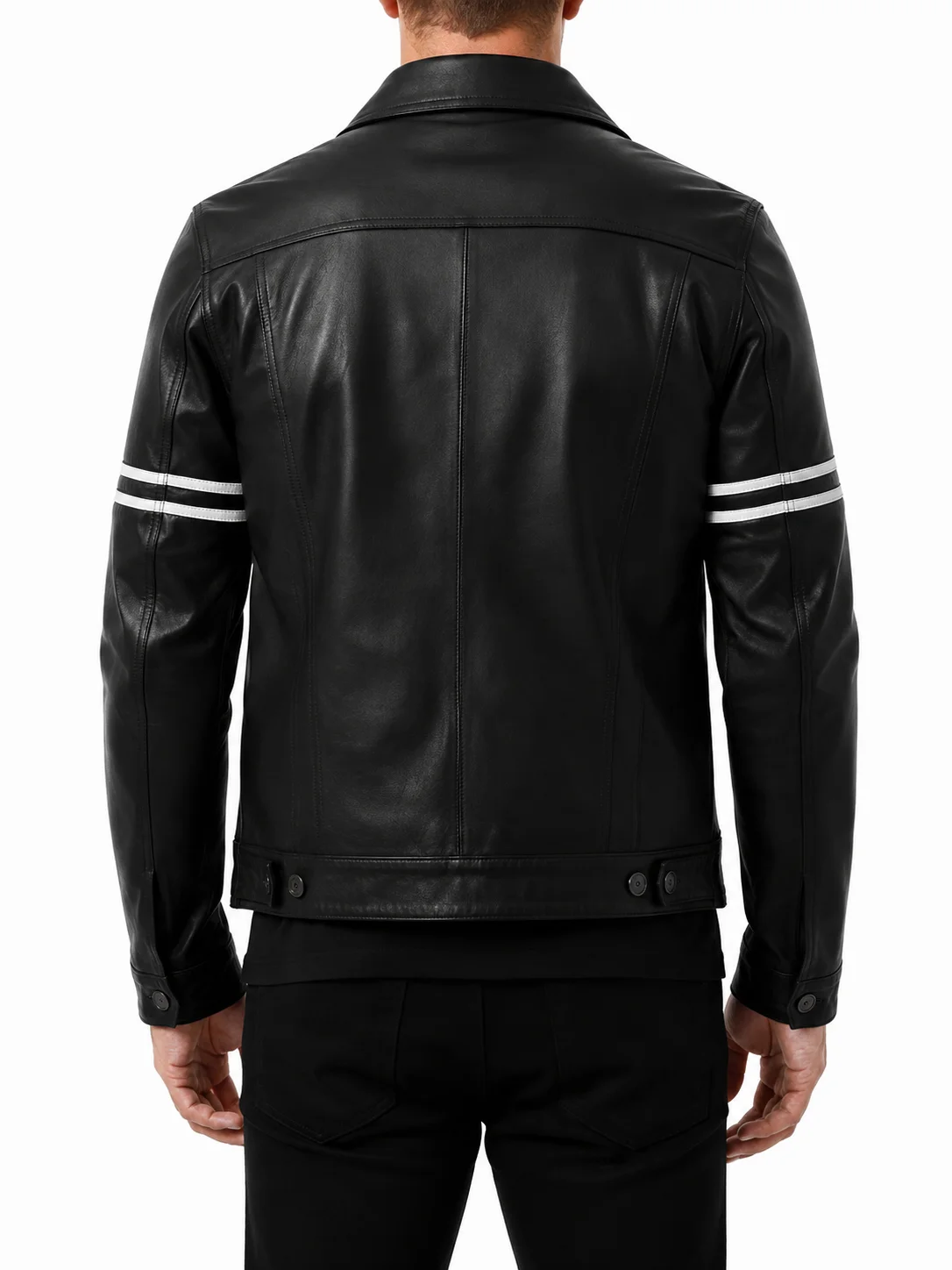 Orvyn Black Leather Trucker Jacket