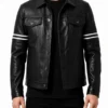 Orvyn Black Leather Trucker Jacket