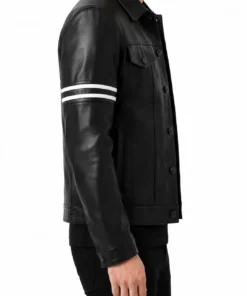 Orvyn Black Leather Trucker Jacket