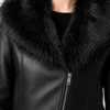 Women’s Black Leather Jacket with Fur Collar