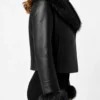Women’s Black Leather Jacket with Fur Collar