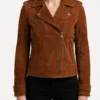 Womens Brown Suede Biker Jacket