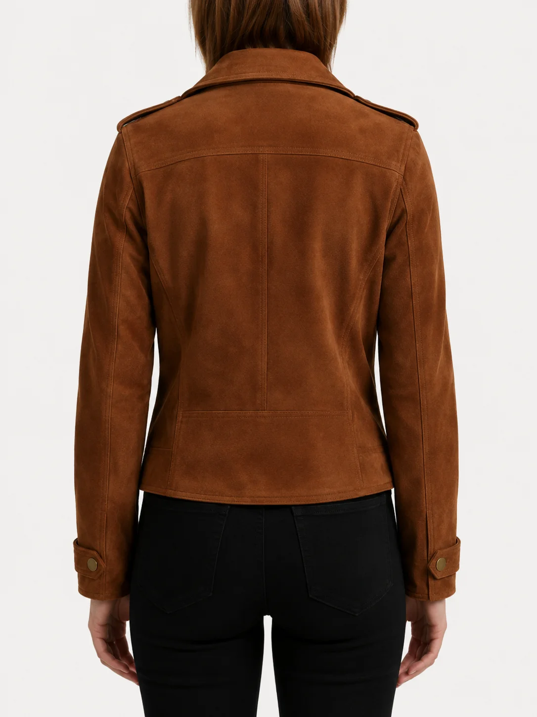 Womens Brown Suede Biker Jacket