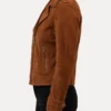 Womens Brown Suede Biker Jacket