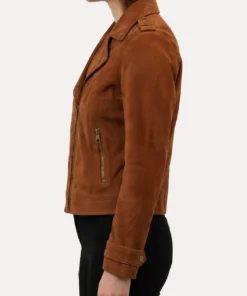 Womens Brown Suede Biker Jacket