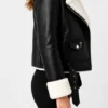 Womens Fur Leather Black Jacket