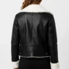 Womens Fur Leather Black Jacket