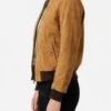 Womens Tan Suede Bomber Jacket
