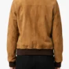 Womens Tan Suede Bomber Jacket