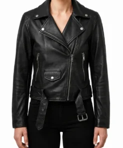 Women’s Vyxen Cropped Biker Leather Jacket