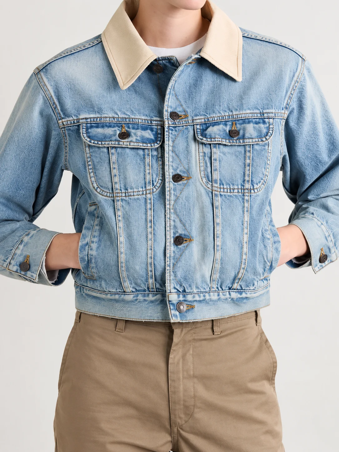Adam Levine Denim Jacket With Corduroy Collar