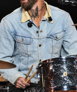 Adam Levine Denim Jacket With Corduroy Collar
