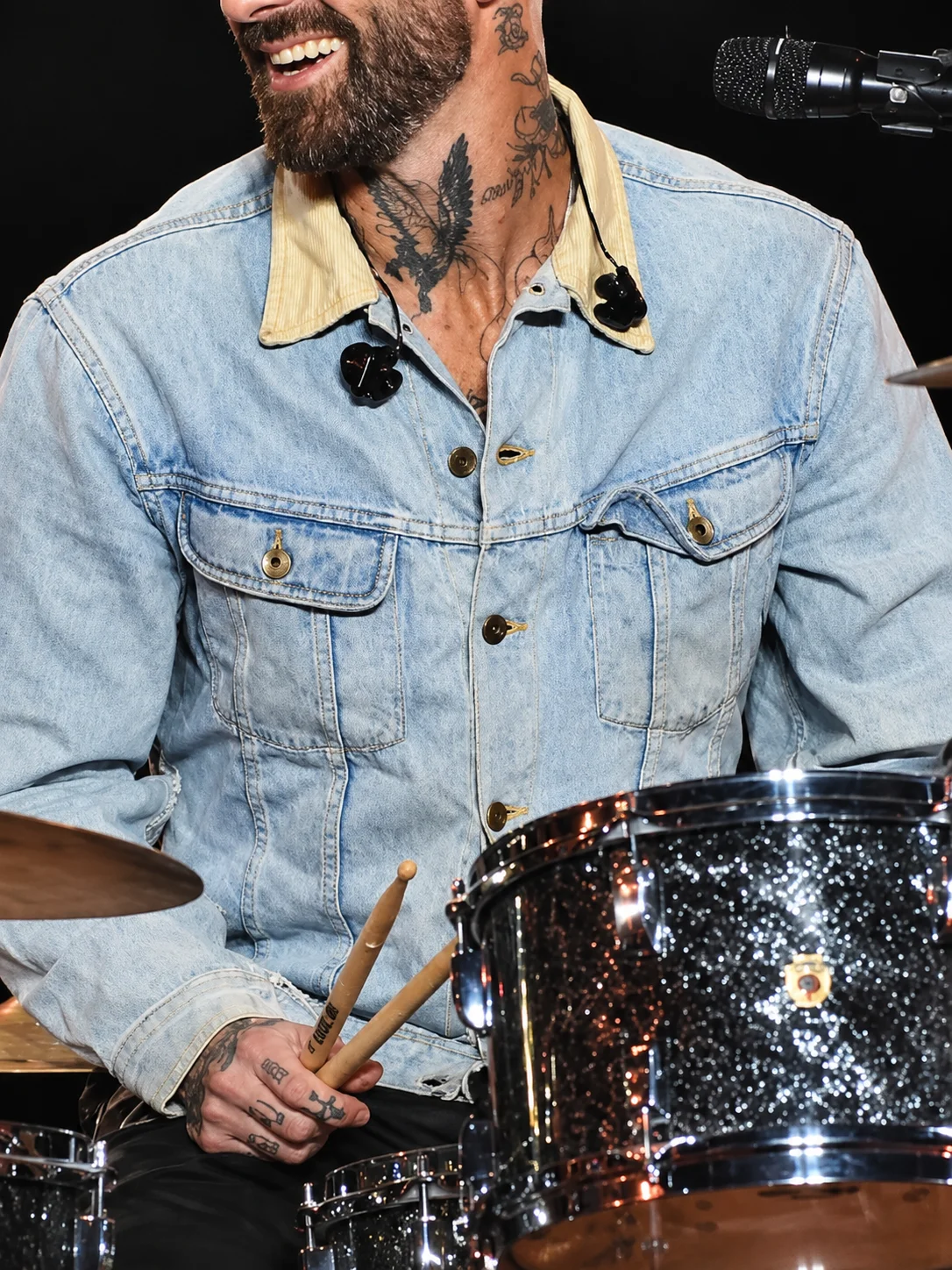 Adam Levine Denim Jacket With Corduroy Collar