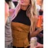 Alix Earle Earle Meets World S01 Brown Suede Strapless Top