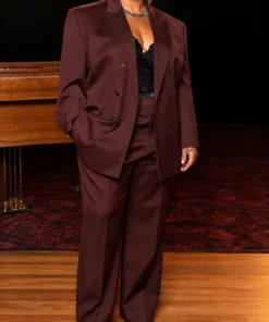 Inspired by The Voice S30 Queen Latifah Burgundy Suit