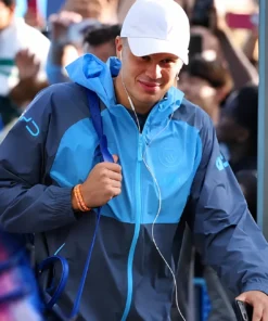 Palace vs Man City Pregame Arrival Erling Haaland Windbreaker