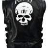 Skull Icon Black Leather Vest