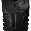Skull Icon Black Leather Vest